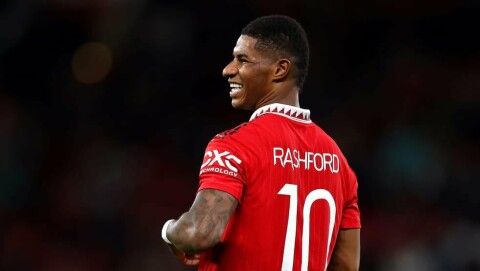 MARCUS RASHFORD: Kunne glise etter å ha scoret to mål i 3-1-seieren mot Arsenal. Manchester United v Sheriff Tiraspol: Group E - UEFA Europa League