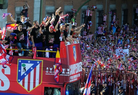 HAR ENDRET ALT: Atletico Madrid-fansen har fått mye å juble for under Diego Simeone. Atletico Madrid Celebrations after Winning the Europa League Final