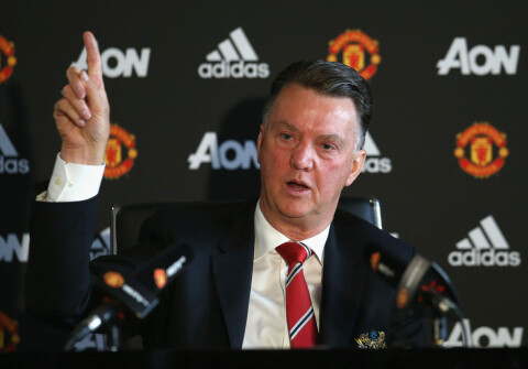 SLUTT ETTER TO ÅR: Louis van Gaal vant FA-cupen med United, men fotballen laget hans spilte var ikke populær blant United-fansen. Manchester United Press Conference