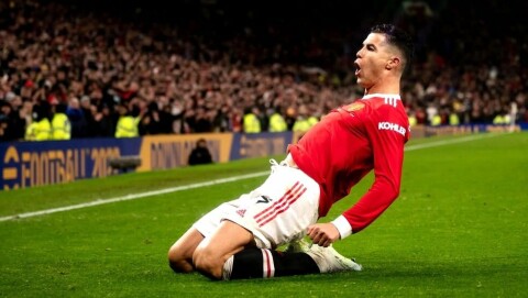 SIIIIIIIUUUUUU: Cristiano Ronaldo feirer scoringen mot Brighton. Finner portugiseren veien til nettmaskene også mot Atletico Madrid? ronaldo150222