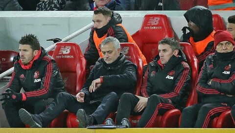 TIDEN VAR INNE: José Mourinho fikk sparken i etterkant av Uniteds tap mot Liverpool på Anfield.