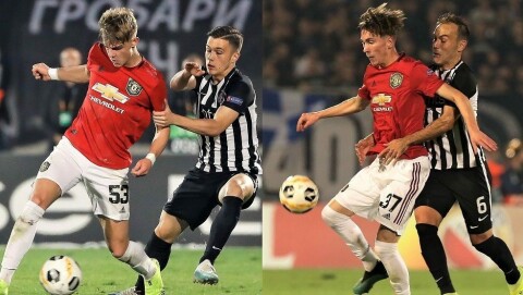 GODE UNGGUTTER: Både Brandon Williams og James Garner leverte en god kamp da lagene møttes i Beograd. Savo Milosevic sier han ser et stort potensial i det unge United-laget.