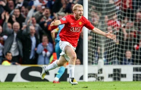 29. april 2008: PAUL SCHOLES feirer at han nettopp har sendt United til CL-finalen i Barcelona, etter avgjørende semifinalescoring mot — Barcelona! 29. april 2008: PAUL SCHOLES feirer at han nettopp har sendt United til CL-finalen i Barcelona, etter avgjørende semifinalescoring mot — Barcelona!