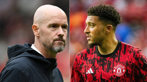 Erk ten Hag og Jadon Sancho.