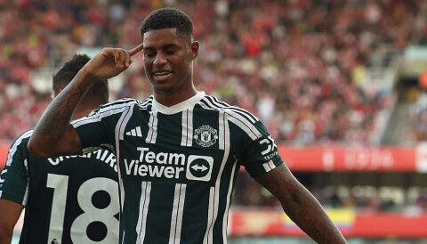 Marcus Rashford mot Arsenal. September 2023 Marcus Rashford etter mål mot Arsenal september 2023.