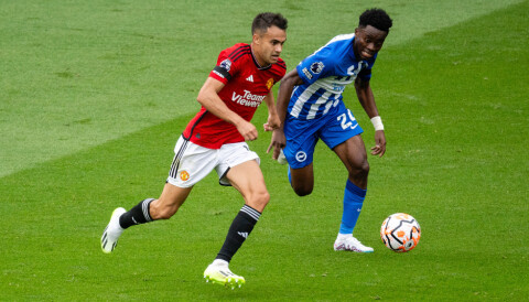 DEBUTERTE: Sergio Reguilon var solid i sin første opptreden som United-spiller. Sergio Reguilon i aksjon mot Brighton.