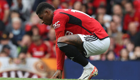 «Hvem er du, og hva har du gjort med Martinez?» Marcus Rashford frustrert etter en sjansebom mot Brighton.