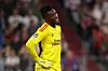 André Onana som ser frustrert ut borte mot Bayern.