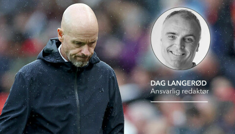 Erik ten Hag skuffet etter kampen mot Palace. Ansvarlig redaktør Dag Langerød innfelt.