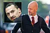 Erik ten Hag med et bilde av Zlatan Ibrahimovic innfelt.