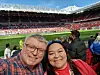 Ole Petter Pedersen og kona på Old Trafford.
