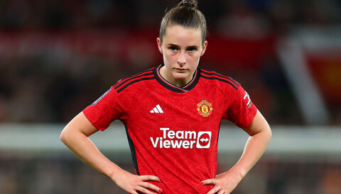 MANCHESTER, ENGLAND - NOVEMBER 19: Ella Toone of Manchester United looks on during the Barclays Women´s Super League match between Manchester United and Manchester City at Old Trafford on November 19, 2023 in Manchester, England. (Photo by Naomi Baker/Getty Images)