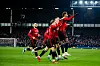 Rashford, Garnacho og United-spillerne feirer mål mot Everton.