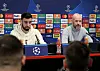 Bruno Fernandes og Erik ten Hag på pressekonferanse før Galatasaray, 28. november 2023.