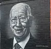 Sir Bobby Charlton-bilde ved The Trafford.