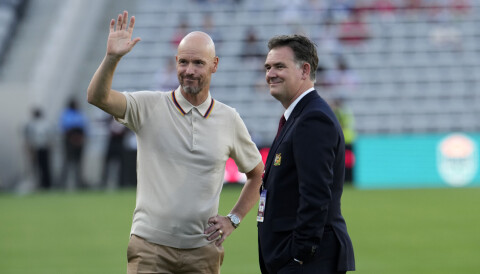 SAN DIEGO, CA - JULY 25: Manchester United coach Erik ten Hag and Manchester United director of soccer John Murtaugh during the pre-season friendly match between Manchester United and Wrexham at Snapdragon Stadium on July 25, 2023 in San Diego, California. (Photo by Kevork Djanszyan/Manchester United via Getty Images) SAN DIEGO, CA - JULY 25: Manchester United coach Erik ten Hag and Manchester United director of soccer John Murtaugh during the pre-season friendly match between Manchester United and Wrexham at Snapdragon Stadium on July 25, 2023 in San Diego, California. (Photo by Kevork Djanszyan/Manchester United via Getty Images)