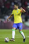 Casemiro med ballen for Brasil, 25. mars 2023. Brazil. Landslaget.