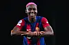 Asisat Oshoala jubler for Barcelona-mål i Champions League, 14. november 2023.