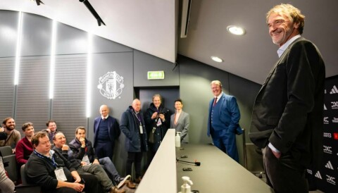 Sir Jim Ratcliffe møter pressen før United-Tottenham, 14. januar 2024.