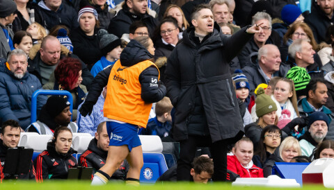 Marc Skinner på sidelinjen under Chelsea Women-United Women, 21. januar 2024.