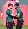 Marcus Rashford og Bruno Fernandes på trening.