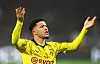 Jadon Sancho jubler for målet sitt i Champions League-åttendedelsfinalen for Dortmund, 13. mars 2024.