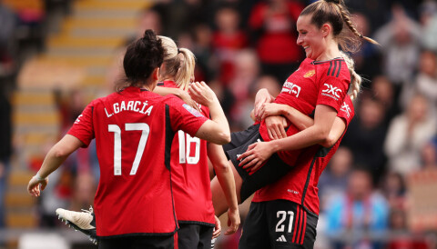 Lucía García, Ella Toone & co feirer et av Uniteds mål i 4-1-seieren mot Everton Women. 31. mars 2024.