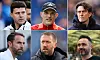 Montasje: Mauricio Pochettino, Thomas Tuchel, Thomas Frank, Gareth Southgate, Graham Potter, Roberto De Zerbi.