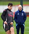 Harry Maguire og Erik ten Hag på Carrington.
