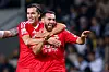 Álvaro Carreas og Orkun Kökcü feirer Benfica-mål, 23. september 2024.