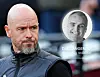 Erik ten Hag, med Dag Langerød innfelt i bildet.