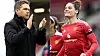 Montasje: Marc Skinner og Dominique Janssen, 8. desember 2024, Manchester United 4-0 Liverpool Women.