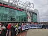 FSA-protest før Manchester United-Fulham mot høye billettpriser. #stopexploitingloyalty