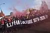 R.I.P. Fan Culture 1878-2025 på et banner, protestmarsj mot Glazer-familien/United-eierskapet, 9. mars 2025.