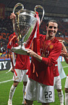 John O'Shea med Champions League-trofeet i Moskva, Moscow, 21. mai 2008, Luzhniki Stadium. Trophy.