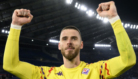 De Gea-retur? United får besøk av Fiorentina på Old Trafford Fiorentina-keeper David de Gea feirer seier mot Lazio på Olimpico, 26. januar 2025.