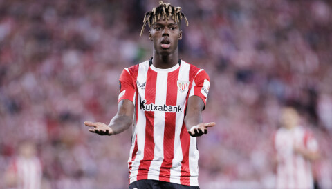 Nico Williams er ikke i troppen som drar til Manchester. Nico Williams mot Manchester United.