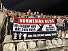 Norske United-supportere i Beograd i 2019. Johan Holmefjord til venstre.