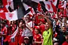 Manchester United-supportere før FA-cupfinalen på Wembley, 18. mai 2025. Chelsea Women-Manchester United.