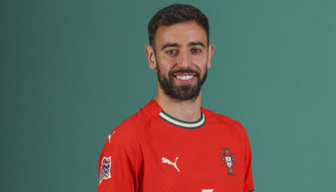 Bruno Fernandes og Portugal kvalifiserte seg for Europa League-finalen. Fotoshoot-bilde av Bruno Fernandes i Portugal-drakt, 2. juni 2025. Landslaget.