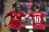 Melvine Malard og Elisabeth Terland feirer førstnevntes 4-0-mål mot Leicester City Women, 7. september 2025.