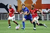 Matheus Cunha, Bryan Mbeumo og Michael Keane i aksjon i treningskampen mellom Manchester United og Everton sommeren 2025.