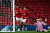 MANCHESTER, ENGLAND - SEPTEMBER 24: James Scanlon of Manchester United celebrates scoring a goal to make the score 1-1 during the Premier League International Cup match between Manchester United U21 & Athletic Club de Bilbao B at Old Trafford on September 24, 2025 in Manchester, England. (Photo by Poppy Townson - MUFC/Manchester United via Getty Images)