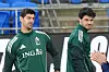 Thibaut Courtois og Senne Lammens på trening med Belgia.