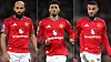 Montasje: Bryan Mbeumo, Amad Diallo og Noussair Mazraoui fra 24. november 2025.