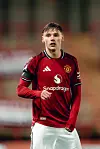 Jack Moorhouse i Manchester Uniteds røde drakt under en Premier League 2-kamp på Progress with Unity Stadium.