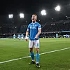 Rasmus Højlund brøler av glede etter å ha scoret for Napoli, 24. april 2026.