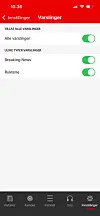 Push-innstillinger app.