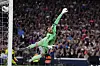Rashfords frispark mot Courtois. I krysset.