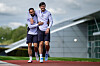 Cunha og Maguire gliser i forbindelse med trening.
